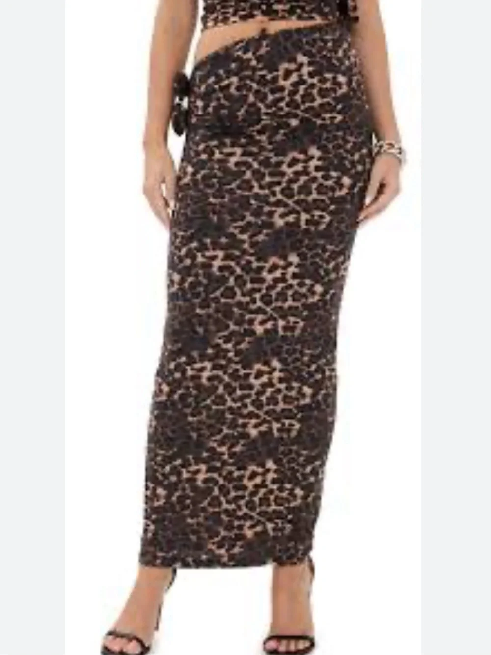 Lioness Leopard Print Maxi Skirt in Brown and Black